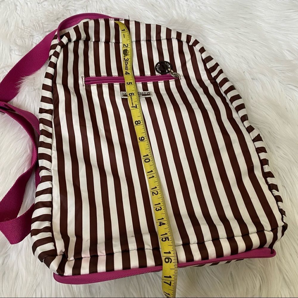 Henri Bendel Brown White Striped Nylon Backpack - Picture 9 of 9